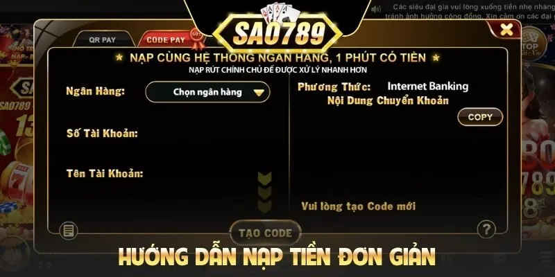 Hướng dẫn nạp tiền đơn giản