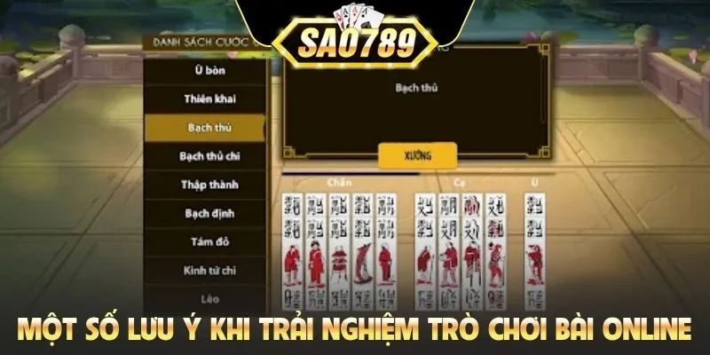 Một số lưu ý khi trải nghiệm trò chơi bài online