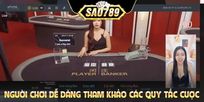 Người chơi dễ dàng tham khảo các quy tắc cược