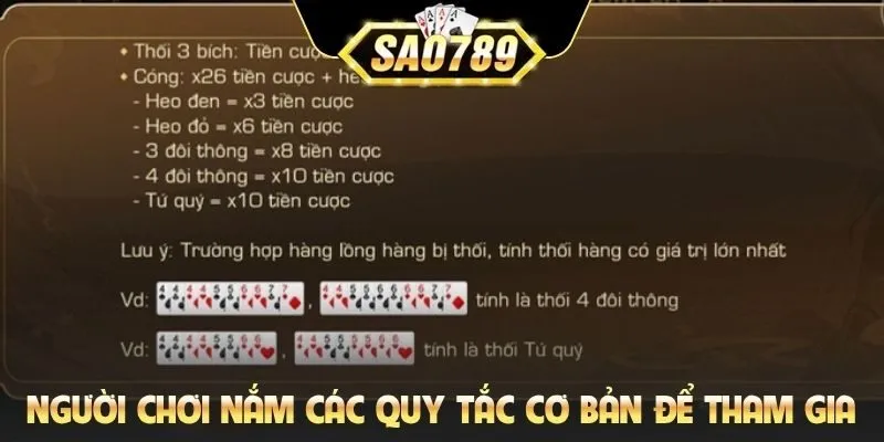Người chơi nắm các quy tắc cơ bản để tham gia vào bàn