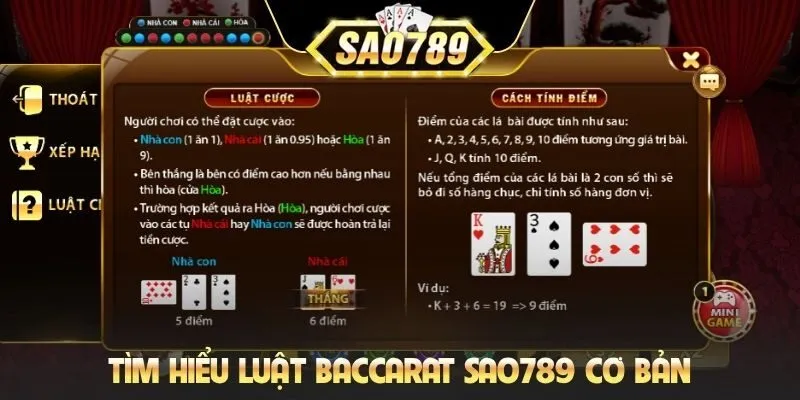 Tìm hiểu luật Baccarat Sao789 cơ bản